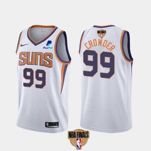 Men's Phoenix Suns #99 Jae Crowder 2021 White NBA Finals Association Edition Stitched Jersey